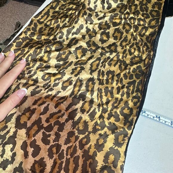 Nick & Nora Silk Leopard Print Scarf‎ Black Luxurious Velvet Romantic Designer - Picture 7 of 9